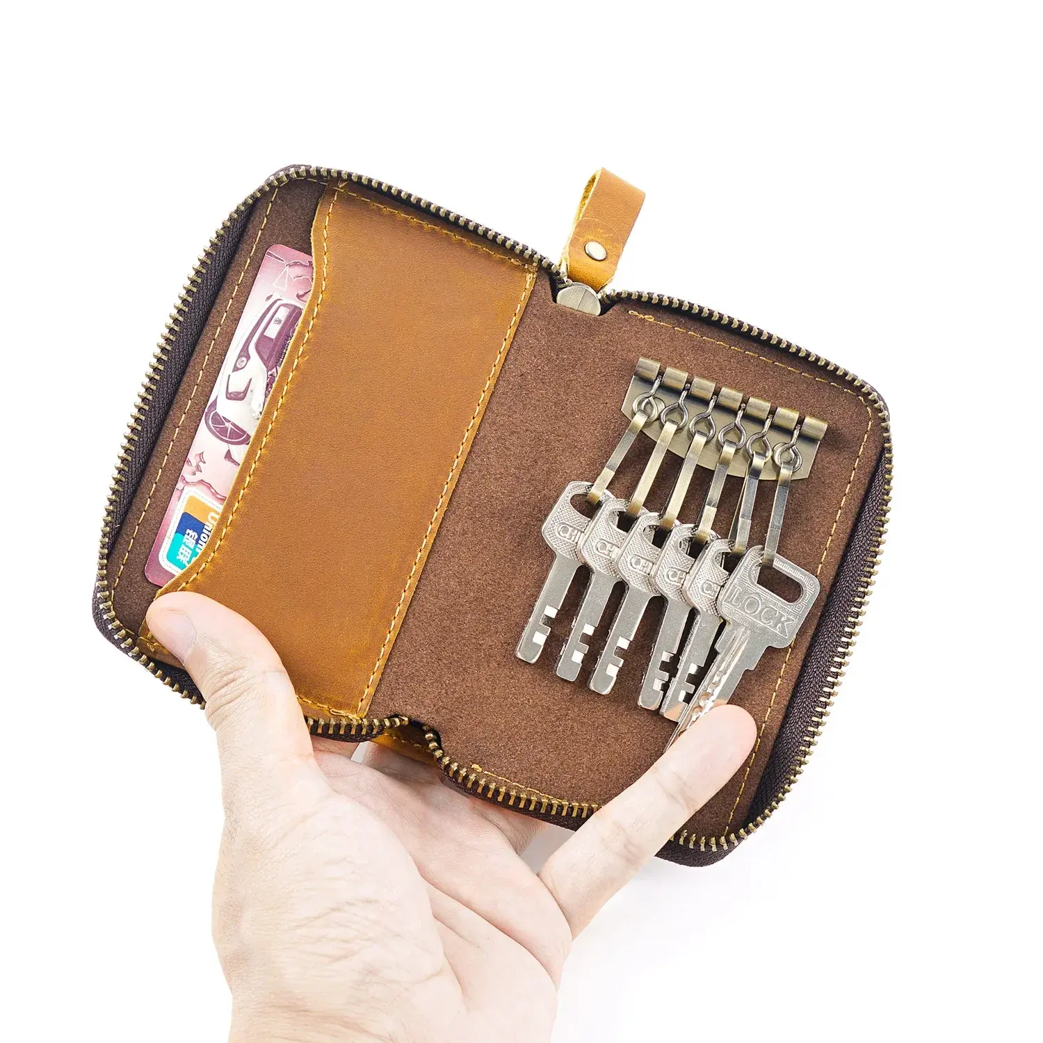 AIGUONIU หนังแท้นุ่มแม่บ้านมัลติฟังก์ชั่ซิปมินิเอวกระเป๋าเข็มขัดขนาดเล็กแพ็คการ์ดกระเป๋าสตางค์กุญแจรถ