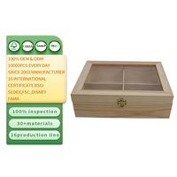 Boîte de rangement pour bijoux en bois de pin naturel avec couvercle à fenêtre transparente, compartiment et serrure en laiton antique