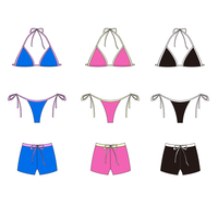 Ensemble de maillots de bain 3 pièces couleur unie OEM ODM pour femme, haut de bikini dos nu, bas à nœud papillon, short de bain avec bordure contrastante, marque privée
