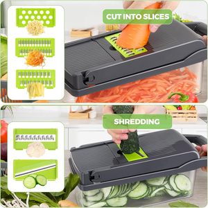 15 Pcs Multifunctional <b>Kitchen</b> <b>Gadget</b> Plastic Vegetable Chopper Manual Vegetable Cutter Fruit Potato Slicer Grater - Product Image 4