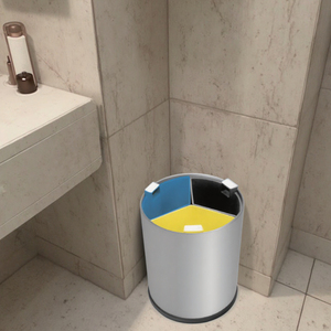 Vente en gros <span class=keywords><strong>Poubelle</strong></span> de <span class=keywords><strong>tri</strong></span> en acier inoxydable Capacité de 13 litres avec 3 seaux à déchets intérieurs à code couleur pour hôtels et bureaux - Product Image 1