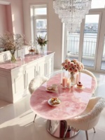 Onyx rose naturel d'Afghanistan, pierre translucide de luxe avec veines blanches effet glace, écologique et imperméable, pour salle à manger de villa moderne rétroéclairée