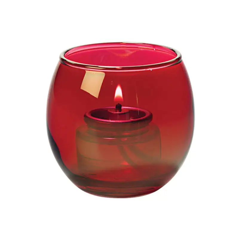 Translucent Red Small Clear Glass Bubble Container for Tealight Lamp Glass Votive Tea Candle Holder 4oz 130ml