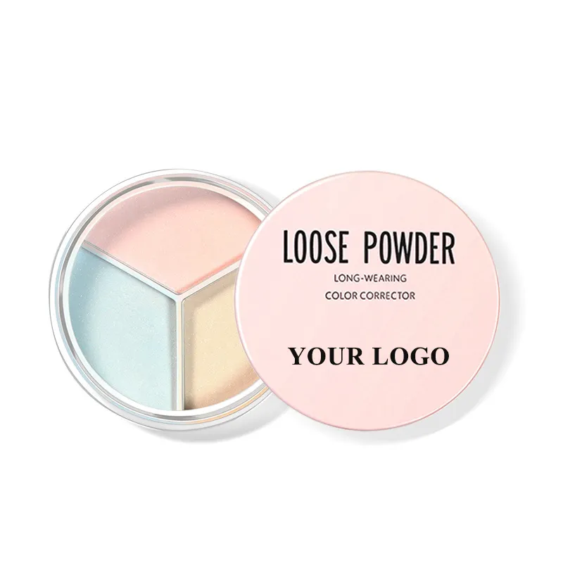 Private Label Custom Waterproof Loose Setting Powder Face Makeup Three Colors Pink Setting Powder