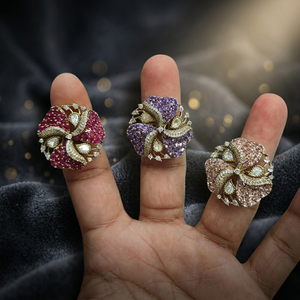 Luxury Floral Cluster <b>Statement</b> <b>Ring</b> Colorful Crystal Encrusted Cocktail <b>Ring</b> Elegant Women Party Wedding Fashion Jewelry - Product Image 3