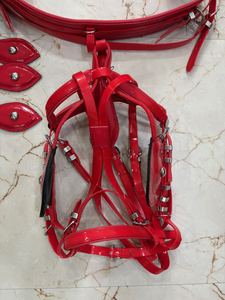Ensemble de harnais de conduite pour cheval en PVC rouge avec collier et laisse - Product Image 6