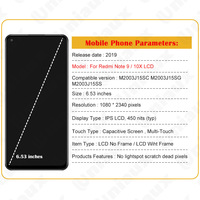 Kit de Pantalla para Redmi Note 9/10x, Pantalla de 6.53 Pulgadas Compatible con 5G, Incluye Ensamblaje de LCD Interno y Externo, 1 Año de Garantía