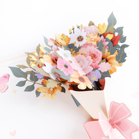 Carte d'anniversaire en gros pour 180e anniversaire avec fleurs 3D pop-up, musique, papier blanc neige, impression offset, cadeaux originaux