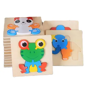 Puzzle en bois d'animaux 3d, jouet d'apprentissage éducatif pour enfants