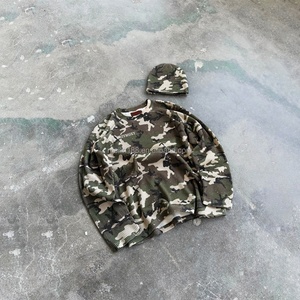 Custom Oversized Camouflage Graphic Design <b>Thermal</b> Long Sleeve Shirts 100% Cotton Drop Shoulder Waffle Knit Long Sleeve Shirts - Product Image 1