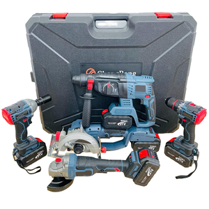 5 In1 Cordless Power Tool Sets Electric Drill Impact Hammer Angle Grinder Wrench Circle Saw Multifunctional Aluminium OEM