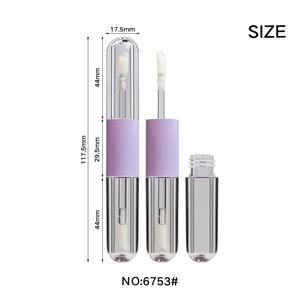 Jinze 2.1 + 2.1ml doppio lato tubo di lucidalabbra forma rotonda vuota cosmetici 2 in1 confezione - Product Image 5