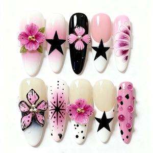 Uñas <span class=keywords><strong>Postizas</strong></span> de Lujo al por Mayor, Forma de Almendra, Diseño 3D, <span class=keywords><strong>Pegamento</strong></span> DIY <span class=keywords><strong>para</strong></span> Aplicación en Dedos de Mujeres - Product Image 3
