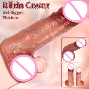 Многоразовая насадка на пенис из жидкого силикона телесного цвета, водонепроницаемая, экологичная, мягкая, реалистичная, для увеличения мужского достоинства - Product Image 4
