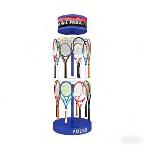 Support de présentation rotatif personnalisé en métal pour raquettes de tennis, étagère de rangement pour raquettes de badminton YS-170011519, présentoir métallique personnalisé YS-170011 - Product Image 1