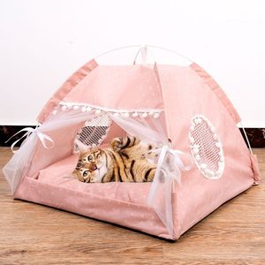 Schattige Indoor Ademende <span class=keywords><strong>Pet</strong></span> Tent Met Bed Patroon Draagbare Hond En Kat Huis Voor Kleine Dieren - Product Image 1