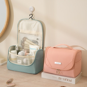 Toiletries Bag With Hook Large Capacity Water Resistant Portable Travel Organizer For Going Out Rectangle Shape - Product Image 1