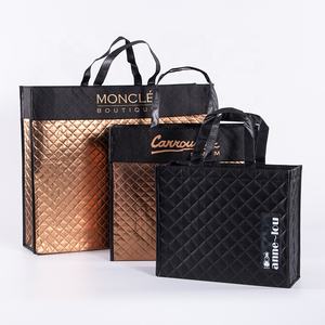 奢华黑金激光压花金属无纺布购物手提袋礼品袋 - Product Image 2