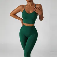 2022 Kualitas Tinggi 2 Potong Legging Yoga Wanita Pakaian Aktif Fitness & Yoga Memakai Bra Olahraga Seamless Gym Fitness Set