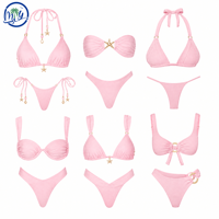 Maillot de bain personnalisé recyclé de haute qualité Bikini dos nu extensible avec accessoires Bandeau Maillot de bain deux pièces à string triangle