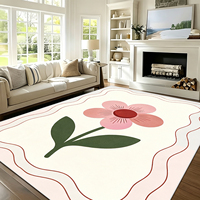 Beiger Teppich mit Blumenmuster, Maßgefertigtes Design, Dicker und Weicher Baumwoll-Kunstwoll-Teppich, Großer Luxus-Teppich für Wohnzimmer und Schlafzimmer, Moderner Salon-Teppich