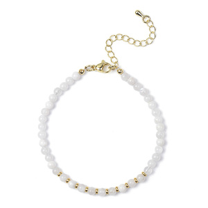 Cliobeads 4mm Amazonite Moonstone Round Small Beads <strong>Bracelet</strong> Brass Clasp <strong>Gem</strong> <strong>Stone</strong> Bead <strong>Bracelet</strong> - Product Image 3