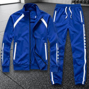 Survêtement pour homme Long Mission, bleu, manches longues, uni, 100% coton, séchage rapide, coupe classique, poches latérales, style hiver, à capuche - Product Image 5