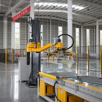 Mesin Palletizer Kolom Otomatis Beban 100kg Rentang Lengan 2450mm Layar Sentuh PLC 350-500 Kantong per Jam Struktur Baja Lini Pengemasan
