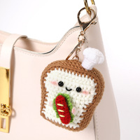 Mxl Mignon Porte-clés en Peluche au Crochet, Fait Main en Laine, Motifs Alimentaires (Légumes, Fruits, Pain), Pendentif et Breloque de Sac