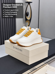 Nouvelles Baskets de Luxe en Cuir Moutarde à Plateforme pour Hommes et Femmes – Chaussures de Marche, Zapatillas, Trainers, Calzado - Product Image 1