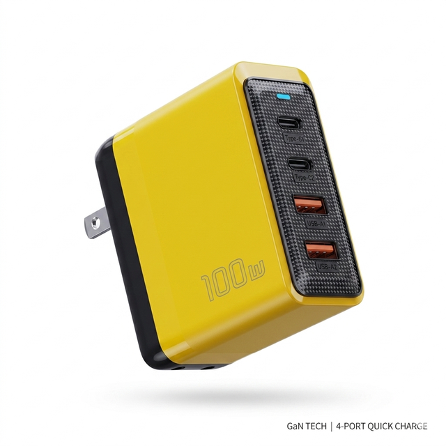 Wholesale 100W GaN Wall Charger, 4-Port Multi Device Fast Charger Block with USB C + Dual USB a Ports Universal Travel Charger
