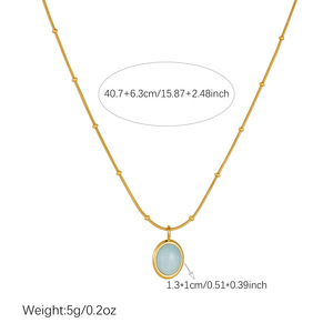 Oval Resin Pendant Necklace Gold Plated Geometric Clavicle Chain Everyday Wear - Product Image 4