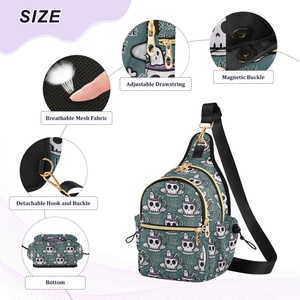 New Arrival Custom Skull Print Trendy Fashion <b>Men</b> Sling <b>Bags</b> Polyester Waterproof Sport Casual Shoulder Crossbody <b>Bag</b> - Product Image 3