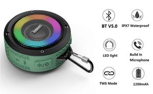 Haut-parleur Bluetooth personnalisé BTS200 avec lumière RVB colorée et crochet pour le cyclisme en plein air, la randonnée en montagne, étanche IPX7, subwoofer sans fil - Product Image 2