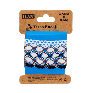 Cinghie in pizzo ILAN 4,5 cm x 0,5 m bianche e nere per decorazioni artigianali - Product Image 1