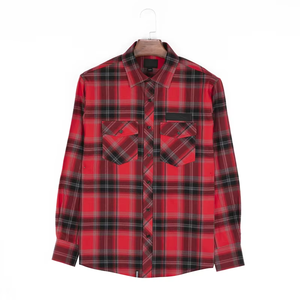 Camisas de franela con botones a presión de algodón MOQ bajo cuadros personalizados de franela al por mayor de fábrica verdadera - Product Image 1