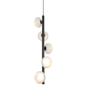Lustre suspendu moderne en verre laiteux givré, en métal noir, pour <span class=keywords><strong>salle</strong></span> à <span class=keywords><strong>manger</strong></span>, salon et chambre à coucher - Product Image 5