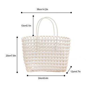 Borse da <span class=keywords><strong>donna</strong></span> a spalla singola di qualità superiore <span class=keywords><strong>borsa</strong></span> estiva da spiaggia con secchio di paglia con baule in tessuto nuova lettera M Design vacanza - Product Image 3
