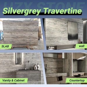HZX Auténtico Italiano Silvergrey Travertino Azulejos Losas Moderno Premium <span class=keywords><strong>Piedra</strong></span> Natural Pisos Fachadas Impermeable Pulido Villas - Product Image 4