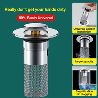 Bonde de lavabo escamotable avec filtre anti-cheveux et anti-odeurs, anti-insectes, pour installation et nettoyage faciles