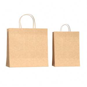 Sac en papier kraft coloré recyclable personnalisé avec poignées, pour emballage alimentaire, gobelets à thé à bulles, café - Product Image 1