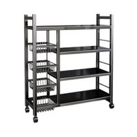 Étagères de cuisine en métal à 4 niveaux Panier rotatif à roulettes Support de rangement multi-couches Accessoires de cuisine utilitaire