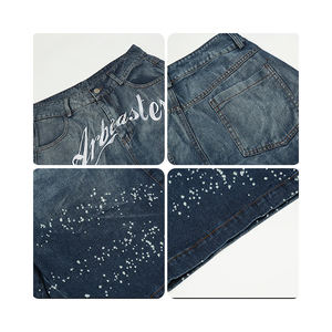 Shorts Masculinos com Logo Bordado Personalizado de Alta Qualidade com Tinta, Shorts Jeans Masculinos de Corte Reto e Solto Estilo de Rua da Moda - Product Image 5