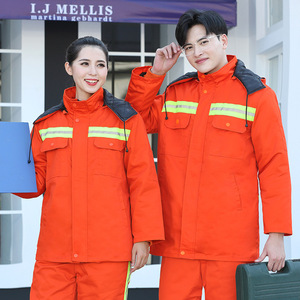 Giacca da lavoro invernale imbottita in cotone traspirante personalizzata uniforme di protezione dal freddo per i lavoratori della costruzione di strade ferroviarie - Product Image 1