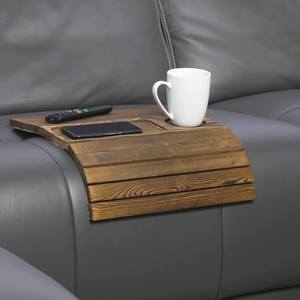Posavasos Flexible de Madera Marrón Oscuro para Sofá, con Ranuras para Control Remoto de TV y Bebidas, Bandeja para Reposabrazos de Sofá - Product Image 3