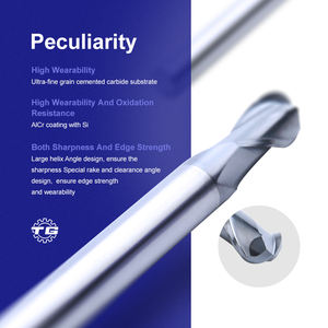 Profilo Tg fresatura carburo solido fresa 48Hrc AlCrSiN rivestimento 2 flauto naso a sfera fresa - Product Image 2