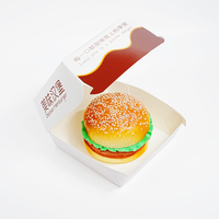 Boîte d'emballage pour hamburger en papier kraft jetable écologique avec logo personnalisé, pliable, avec laminage mat et bronzage