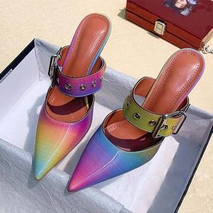 Sandalias de Tacón Alto para Mujer, Estilo 2025, con Hebilla, Punta Cerrada, Tacón Bajo, para Fiesta, Sandalias de Tacón Sexy - Product Image 2