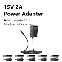 Adaptateur secteur universel 15V 2A, chargeur, cordon d'alimentation pour robot à litière 15 volts, LED et plus, adaptateur DC 2A