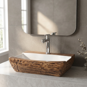 Dernier Tableau Ci-dessus Évier Européen Antique Rectangulaire Noir et En Bois En Céramique Lavabo Lavabo - Product Image 5